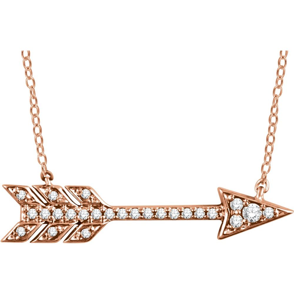 Alternate view of the 14k Yellow, White or Rose Gold 1/10 Ctw Diamond Arrow Necklace, 18 In by The Black Bow Jewelry Co.