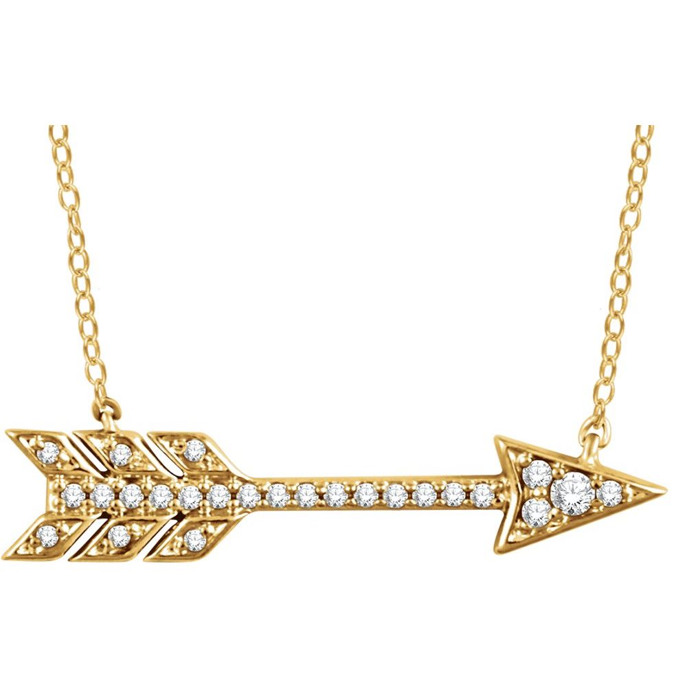 Alternate view of the 14k Yellow, White or Rose Gold 1/10 Ctw Diamond Arrow Necklace, 18 In by The Black Bow Jewelry Co.