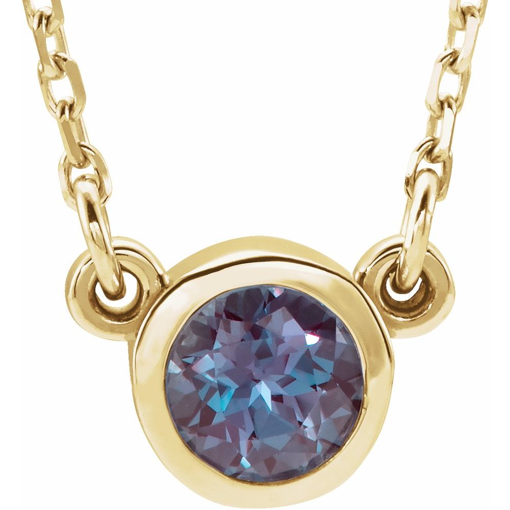 Alternate view of the 14k Yellow Gold 4mm Round Gemstone Solitaire Necklace, 16 Inch by The Black Bow Jewelry Co.