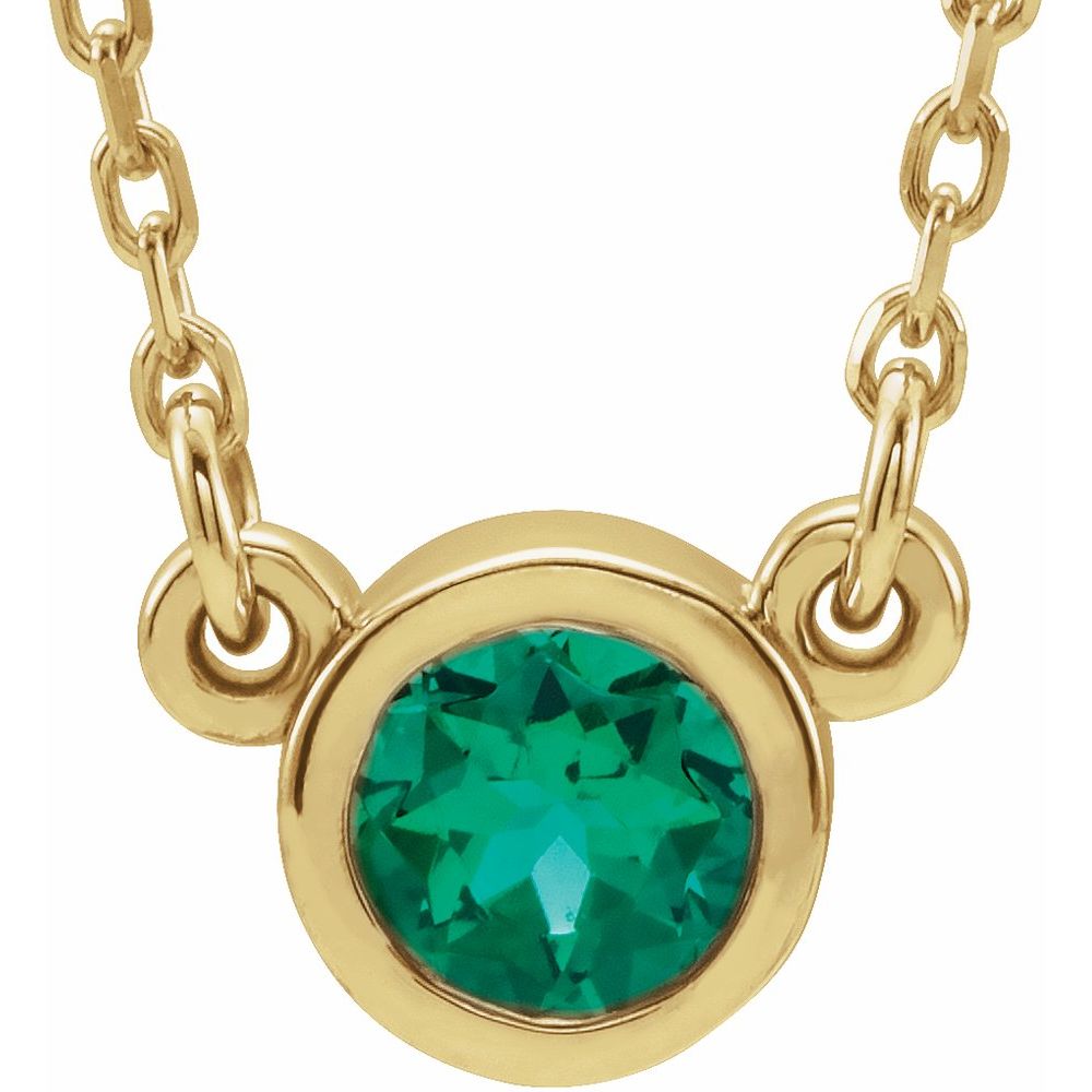 Alternate view of the 14k Yellow Gold 4mm Round Gemstone Solitaire Necklace, 16 Inch by The Black Bow Jewelry Co.