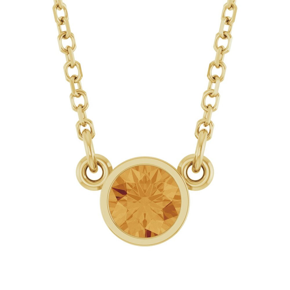 14k Yellow Gold 4mm Round Gemstone Solitaire Necklace, 16 Inch, Item N21453 by The Black Bow Jewelry Co.