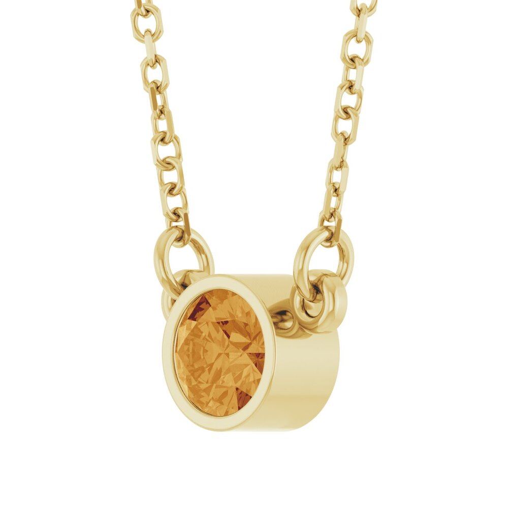 Alternate view of the 14k Yellow Gold 4mm Round Citrine Solitaire Necklace, 16 Inch by The Black Bow Jewelry Co.