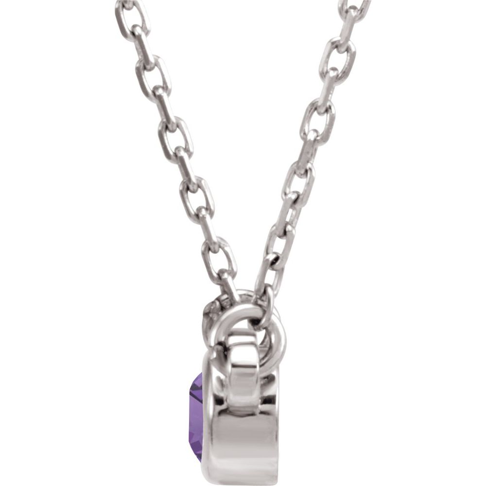 Alternate view of the 14k White Gold 4mm Round Amethyst Solitaire Necklace, 16 Inch by The Black Bow Jewelry Co.