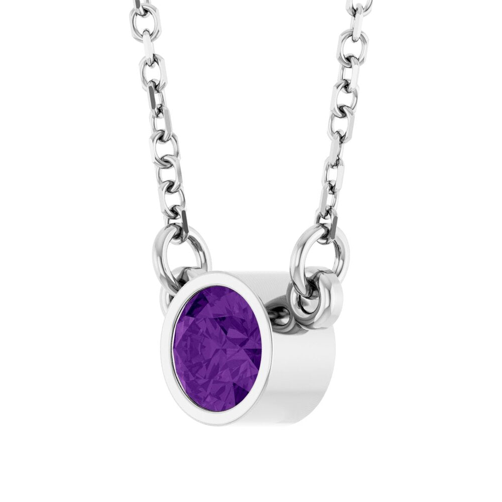 Alternate view of the 14k White Gold 4mm Round Gemstone Solitaire Necklace, 16 Inch by The Black Bow Jewelry Co.