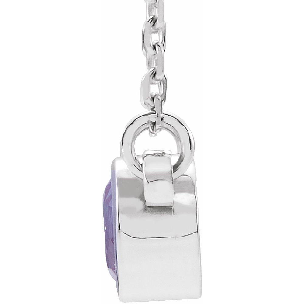 Alternate view of the 14k White Gold 4mm Lab-Created Alexandrite Solitaire Necklace, 16 Inch by The Black Bow Jewelry Co.
