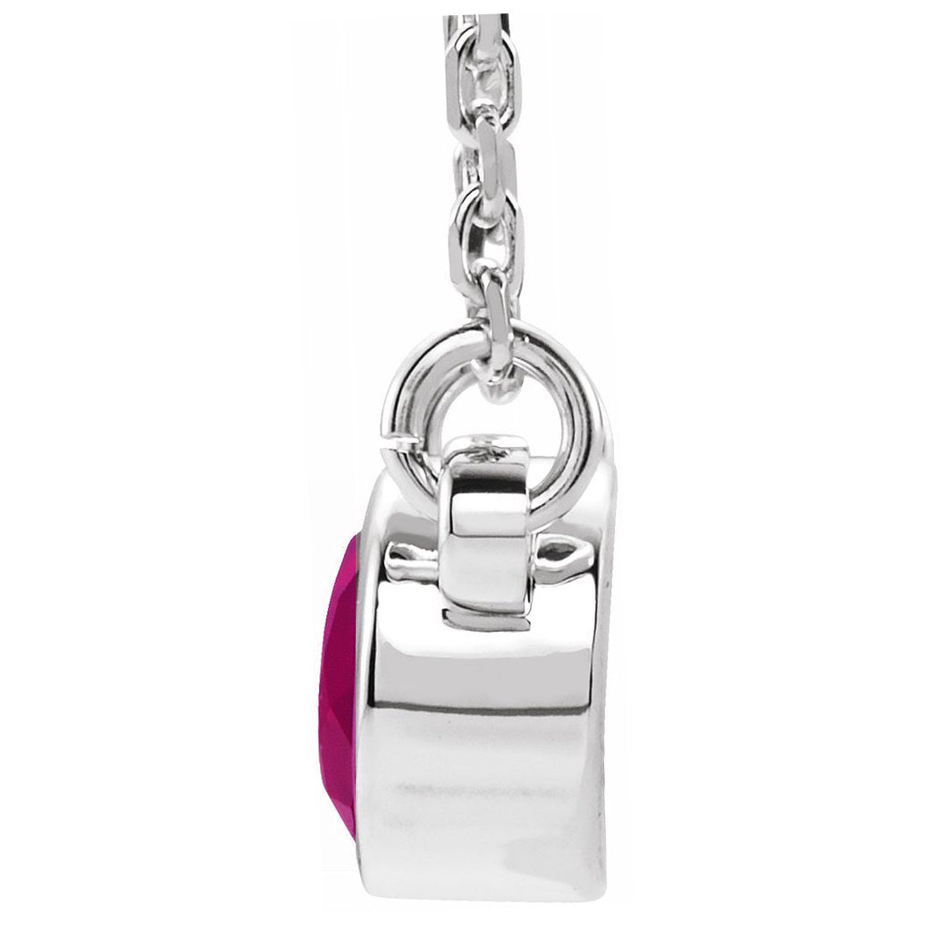 Alternate view of the 14k White Gold 4mm Round Lab-Created Ruby Solitaire Necklace, 16 Inch by The Black Bow Jewelry Co.