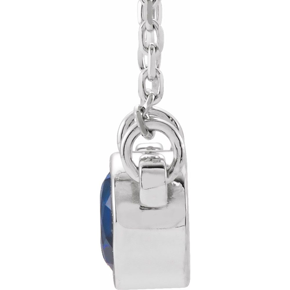 Alternate view of the 14k White Gold 4mm Lab-Created Blue Sapphire Solitaire Necklace, 16 In by The Black Bow Jewelry Co.