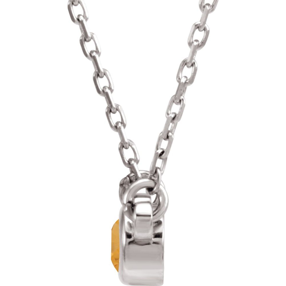 Alternate view of the 14k White Gold 4mm Round Citrine Solitaire Necklace, 16 Inch by The Black Bow Jewelry Co.