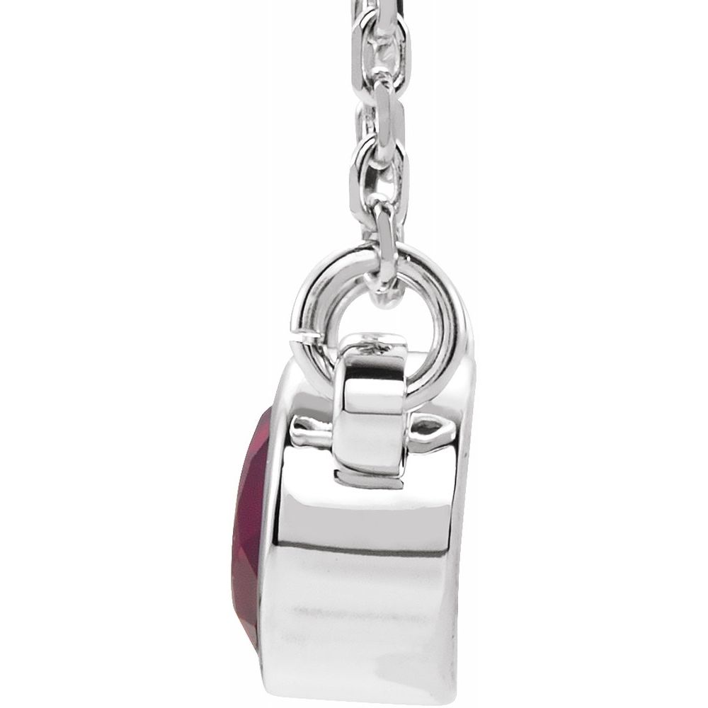 Alternate view of the 14k White Gold 4mm Round Mozambique Garnet Solitaire Necklace, 16 Inch by The Black Bow Jewelry Co.
