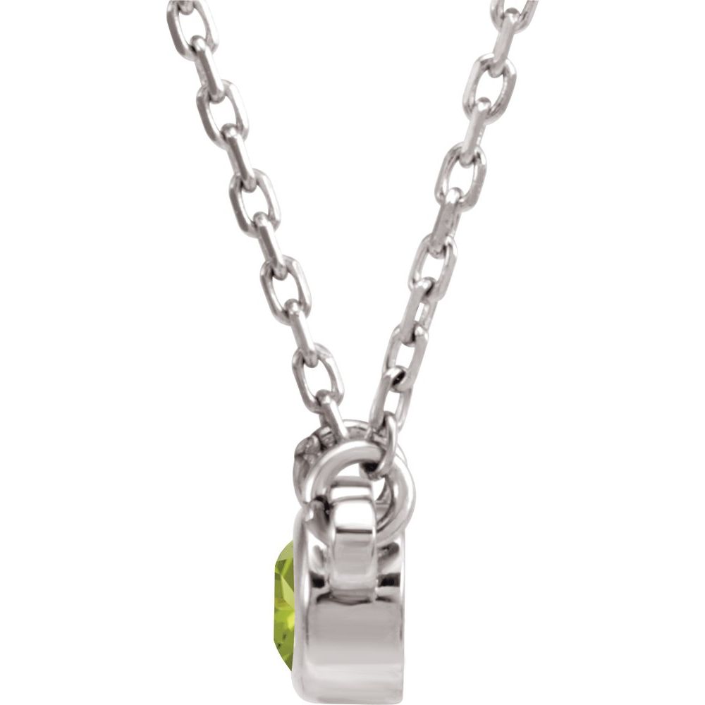 Alternate view of the 14k White Gold 4mm Round Peridot Solitaire Necklace, 16 Inch by The Black Bow Jewelry Co.