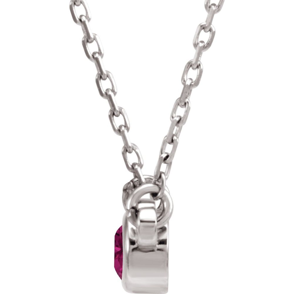 Alternate view of the 14k White Gold 4mm Round Pink Tourmaline Solitaire Necklace, 16 Inch by The Black Bow Jewelry Co.