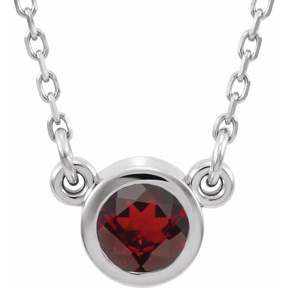 14k White Gold 4mm Round Ruby Solitaire Necklace, 16 Inch, Item N21454-RU by The Black Bow Jewelry Co.