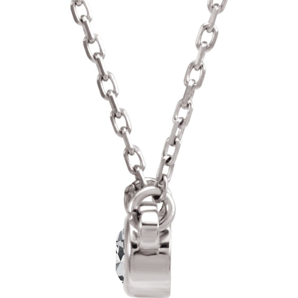 Alternate view of the 14k White Gold 4mm Round White Sapphire Solitaire Necklace, 16 Inch by The Black Bow Jewelry Co.