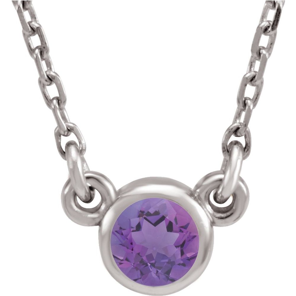 Sterling Silver 4mm Round Gemstone Solitaire Necklace, 16 Inch, Item N21455 by The Black Bow Jewelry Co.