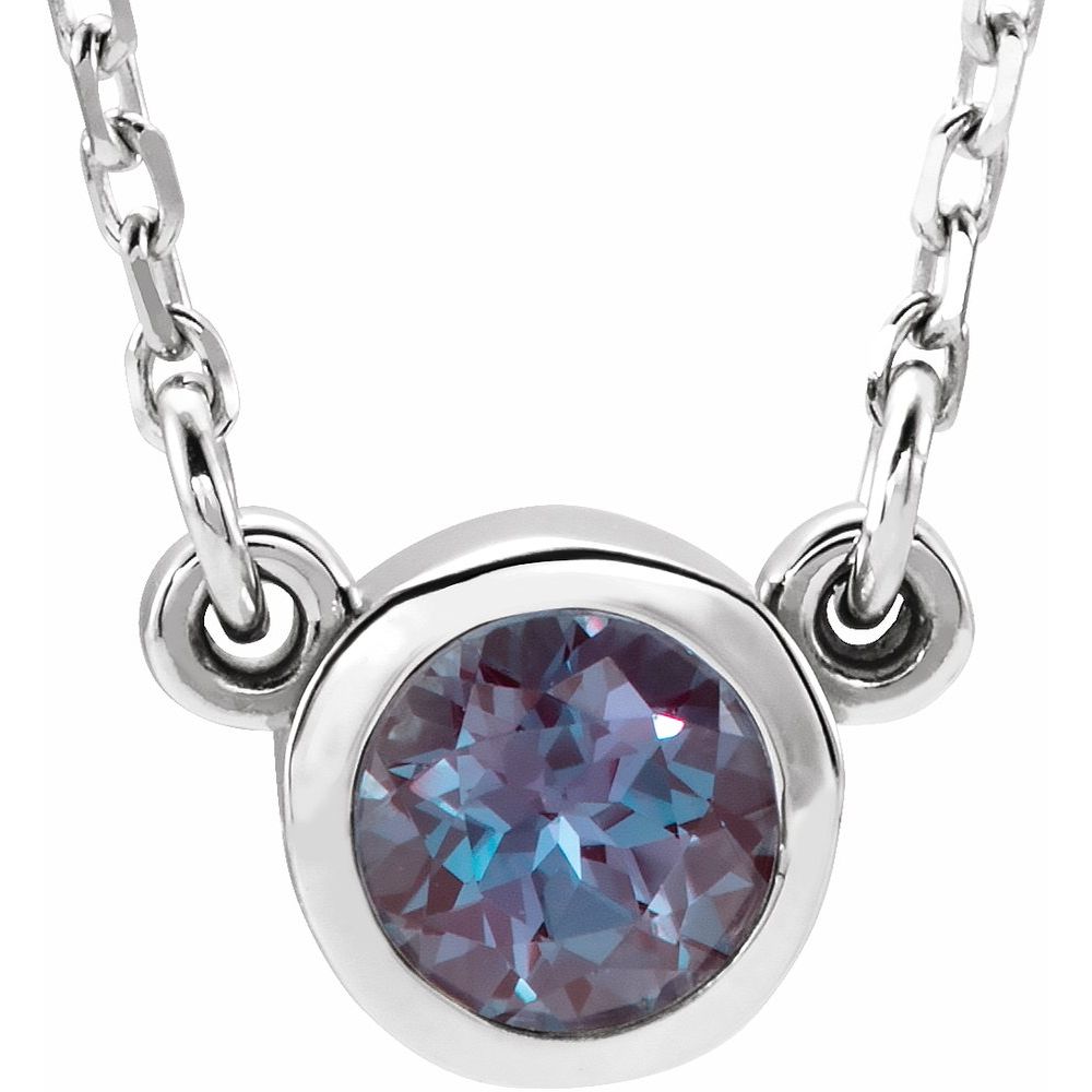 Sterling Silver 4mm Lab-Created Alexandrite Solitaire Necklace, 16 In, Item N21455-CA by The Black Bow Jewelry Co.