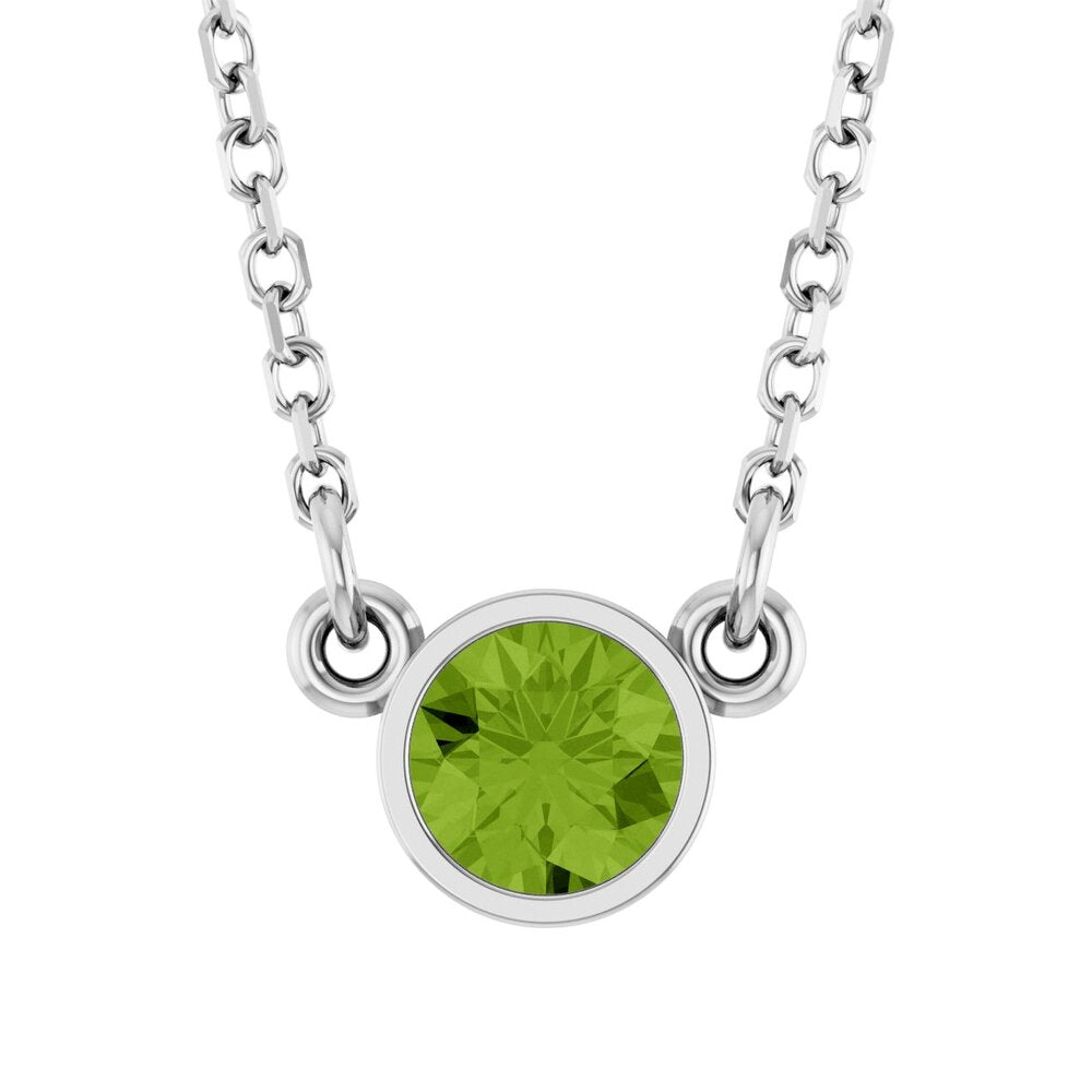 Sterling Silver 4mm Round Peridot Solitaire Necklace, 16 Inch, Item N21455-PR by The Black Bow Jewelry Co.