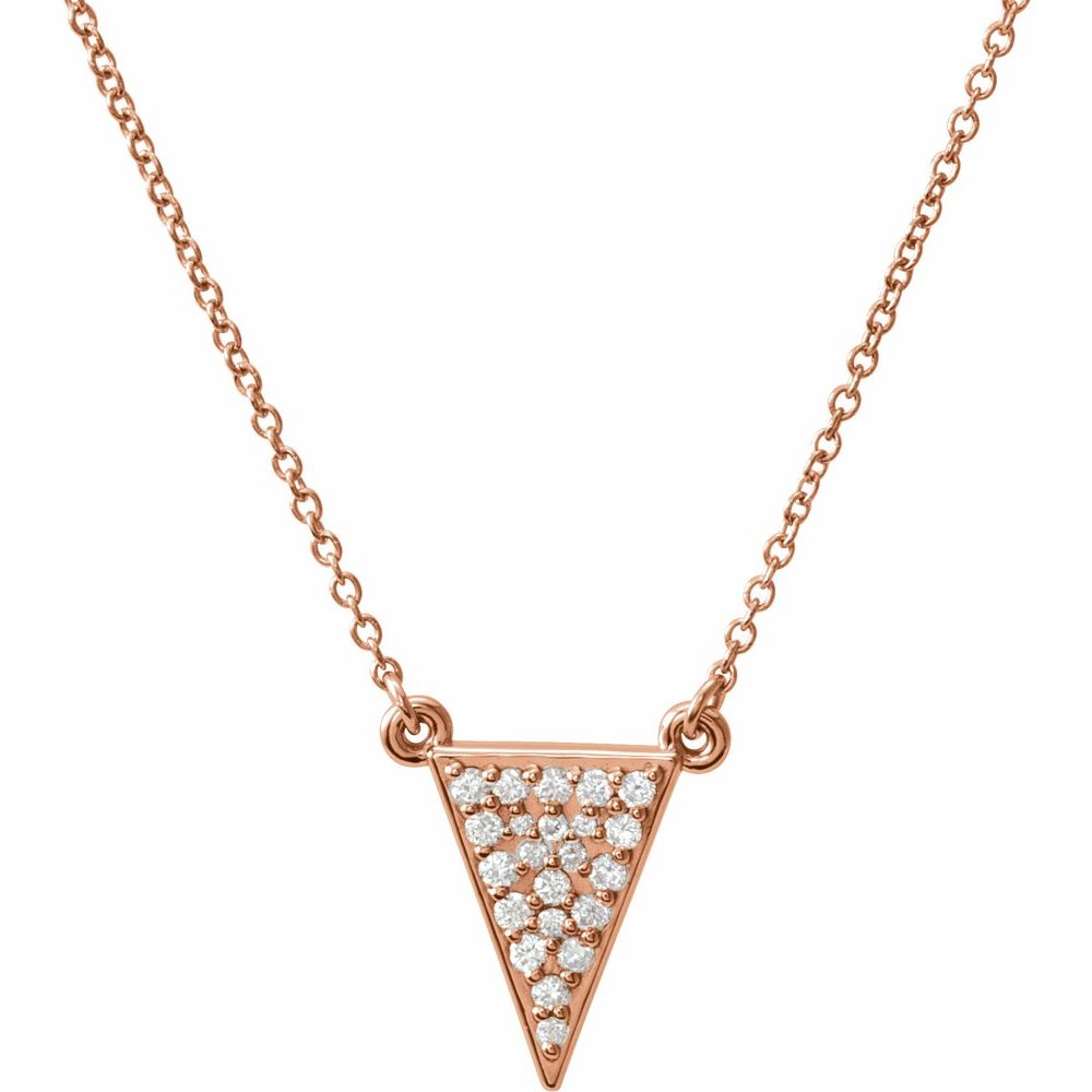 14k White, Yellow or Rose Gold Diamond Triangle Necklace, 16.5 Inch, Item N21457 by The Black Bow Jewelry Co.