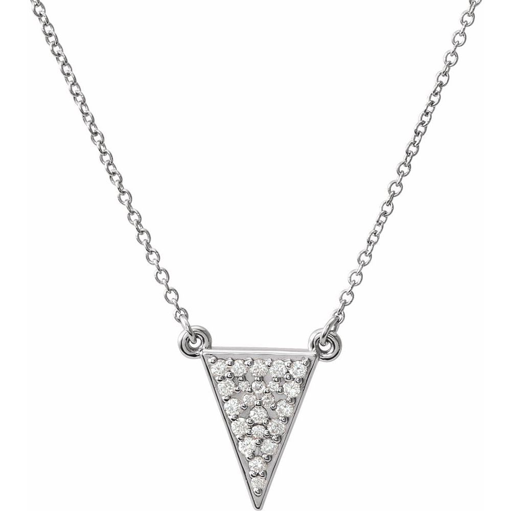 Alternate view of the 14k White, Yellow or Rose Gold Diamond Triangle Necklace, 16.5 Inch by The Black Bow Jewelry Co.