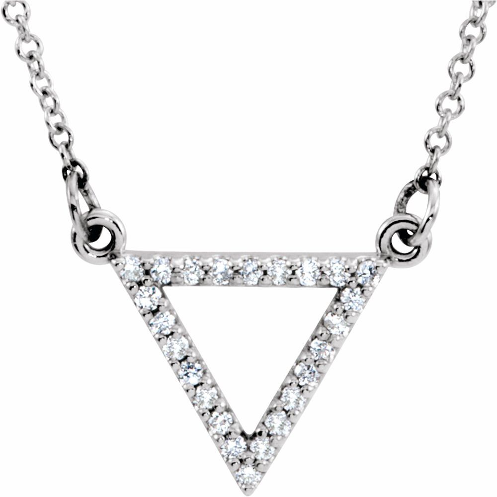 14k Yellow or White Gold 1/10 Ctw Diamond Triangle Necklace, 16 Inch, Item N21458 by The Black Bow Jewelry Co.