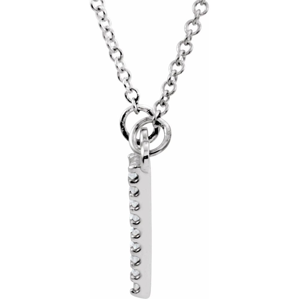 Alternate view of the 14k White Gold 1/10 Ctw Diamond Triangle Necklace, 16 Inch by The Black Bow Jewelry Co.