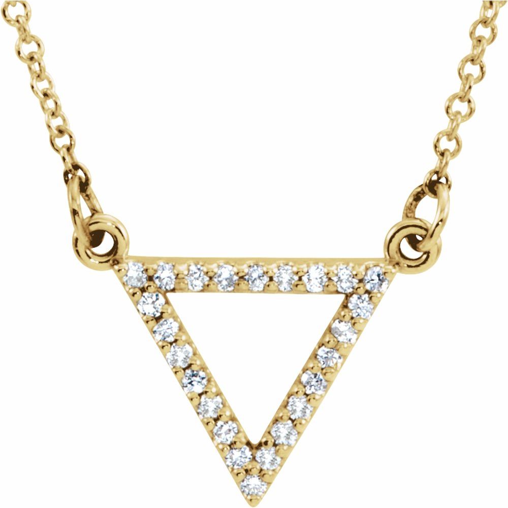 Alternate view of the 14k Yellow or White Gold 1/10 Ctw Diamond Triangle Necklace, 16 Inch by The Black Bow Jewelry Co.
