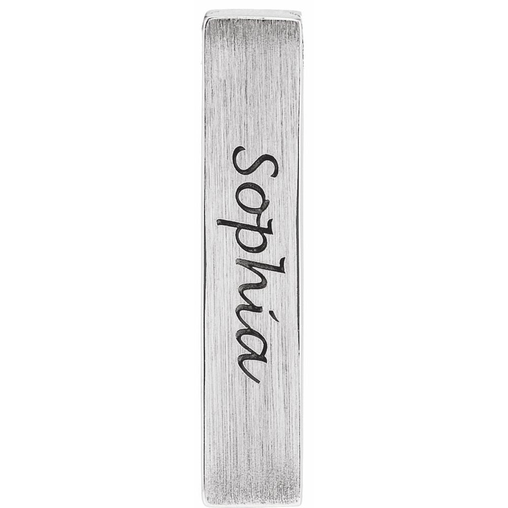 Alternate view of the Sterling Silver Brushed Vertical Bar Slide Necklace, 16-18 Inch by The Black Bow Jewelry Co.