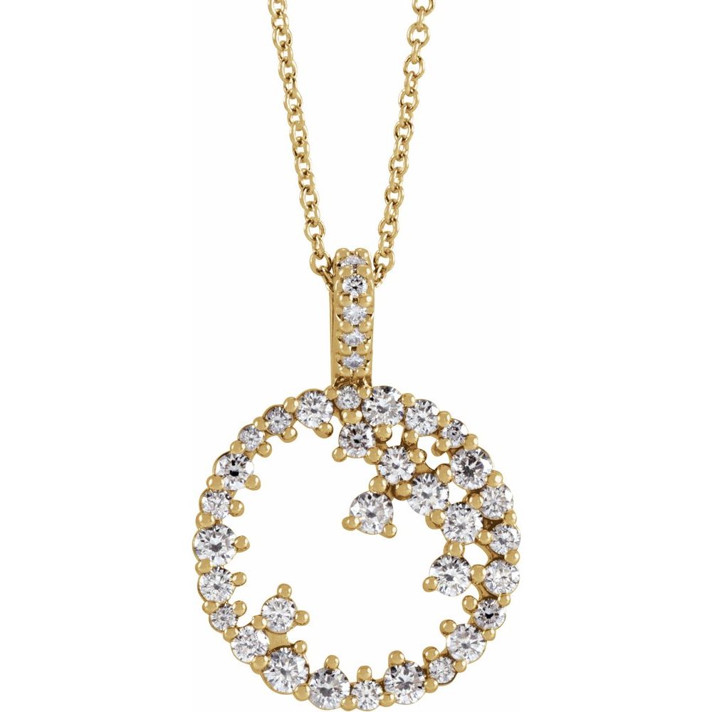 14k Yellow Gold & 3/4 Ctw Diamond Scattered Circle Necklace, 16-18 In, Item N21462 by The Black Bow Jewelry Co.