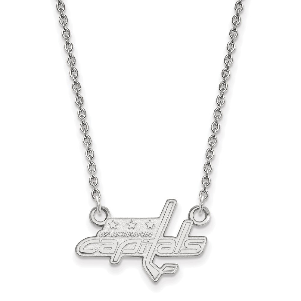 10k White Gold NHL Washington Capitals Small Necklace, 18 Inch, Item N22301 by The Black Bow Jewelry Co.