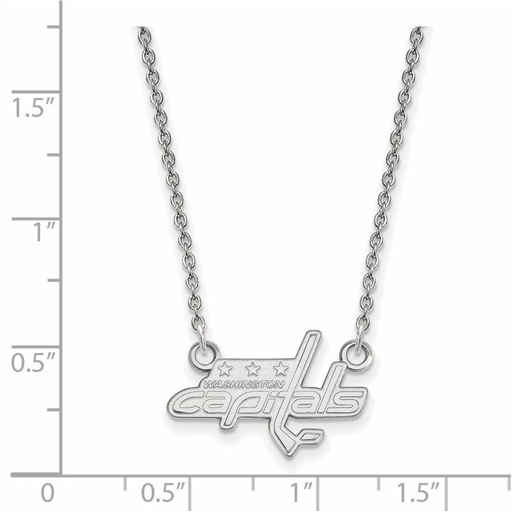 Alternate view of the 10k White Gold NHL Washington Capitals Small Necklace, 18 Inch by The Black Bow Jewelry Co.