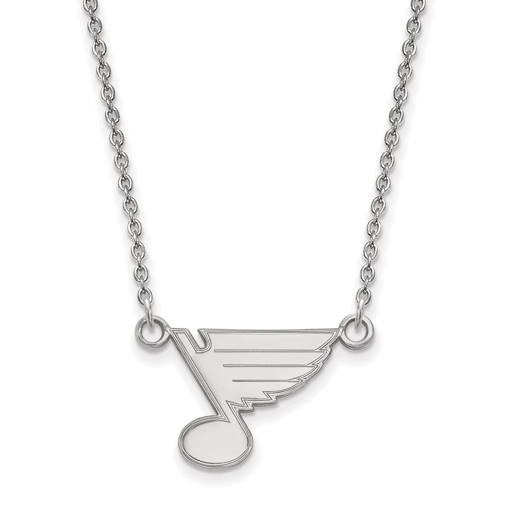 10k White Gold NHL St. Louis Blues Small Necklace, 18 Inch, Item N22305 by The Black Bow Jewelry Co.