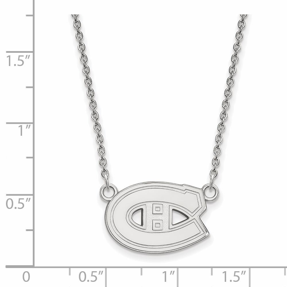 Alternate view of the 10k White Gold NHL Montreal Canadiens Small Necklace, 18 Inch by The Black Bow Jewelry Co.