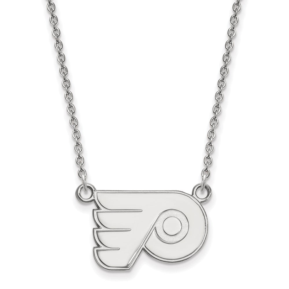 10k White Gold NHL Philadelphia Flyers Small Necklace, 18 Inch, Item N22308 by The Black Bow Jewelry Co.