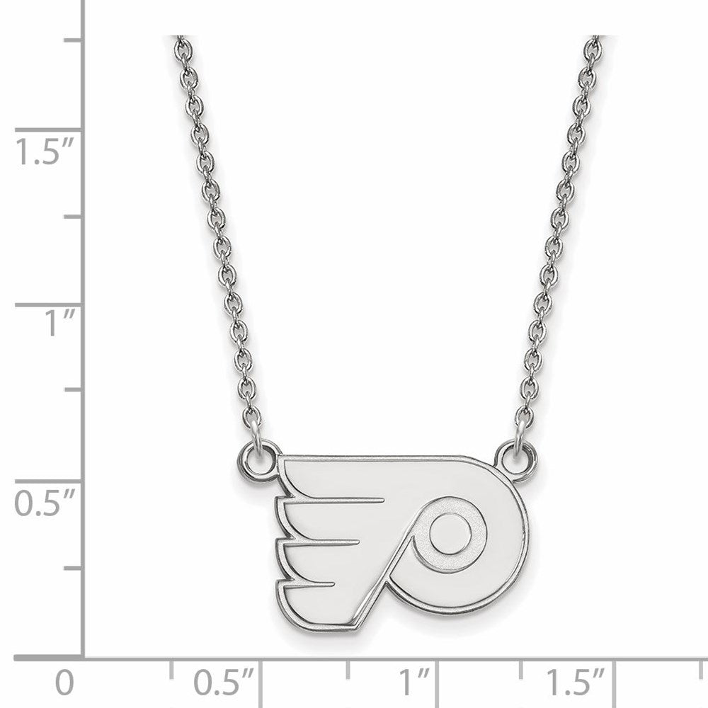 Alternate view of the 10k White Gold NHL Philadelphia Flyers Small Necklace, 18 Inch by The Black Bow Jewelry Co.