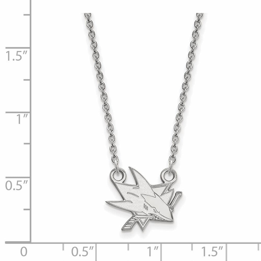 Alternate view of the 10k White Gold NHL San Jose Sharks Small Necklace, 18 Inch by The Black Bow Jewelry Co.
