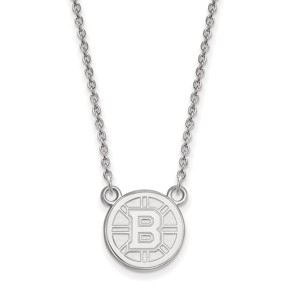 10k White Gold NHL Boston Bruins Small Necklace, 18 Inch, Item N22319 by The Black Bow Jewelry Co.