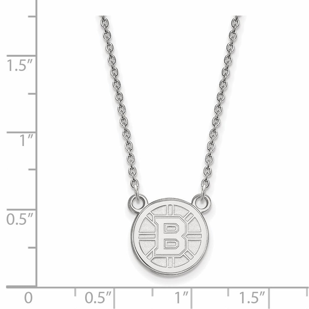 Alternate view of the 10k White Gold NHL Boston Bruins Small Necklace, 18 Inch by The Black Bow Jewelry Co.