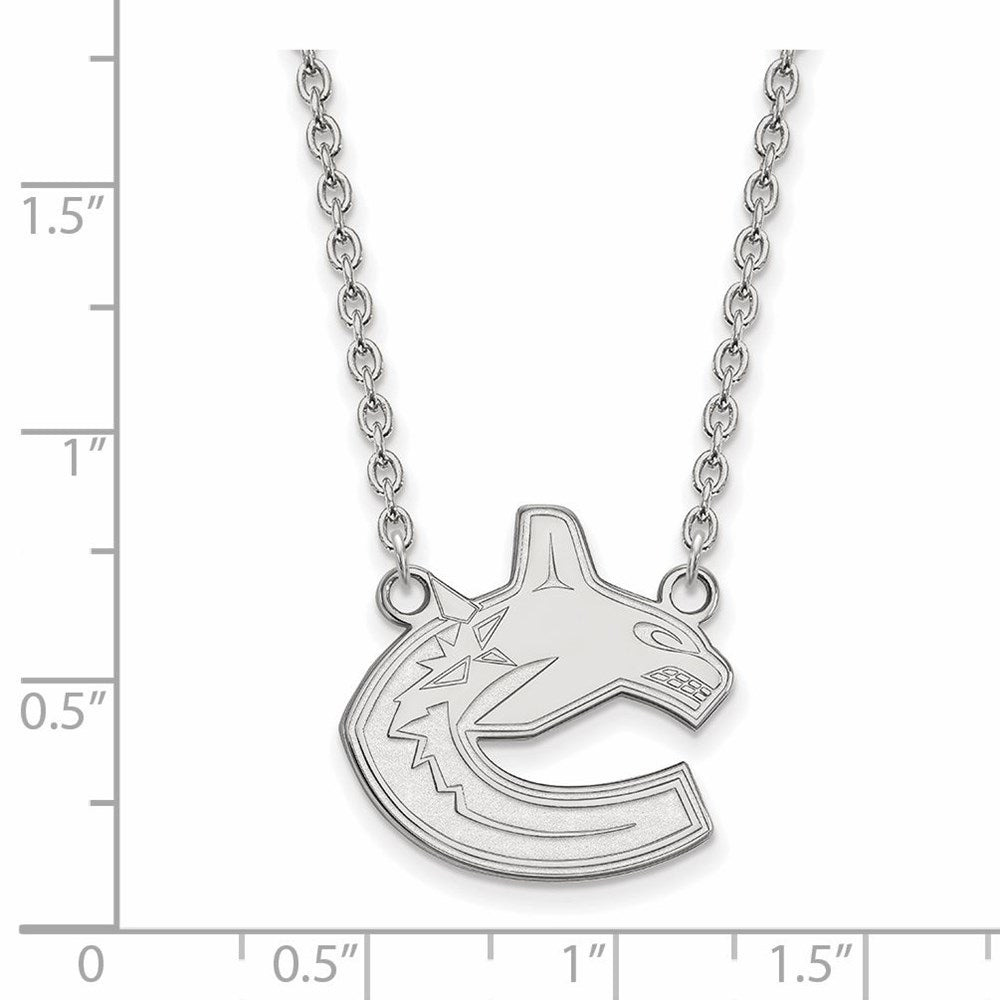 Alternate view of the 10k White Gold NHL Vancouver Canucks Large Necklace, 18 Inch by The Black Bow Jewelry Co.