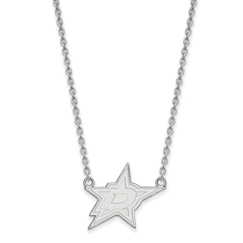 10k White Gold NHL Dallas Stars Large Necklace, 18 Inch, Item N22332 by The Black Bow Jewelry Co.