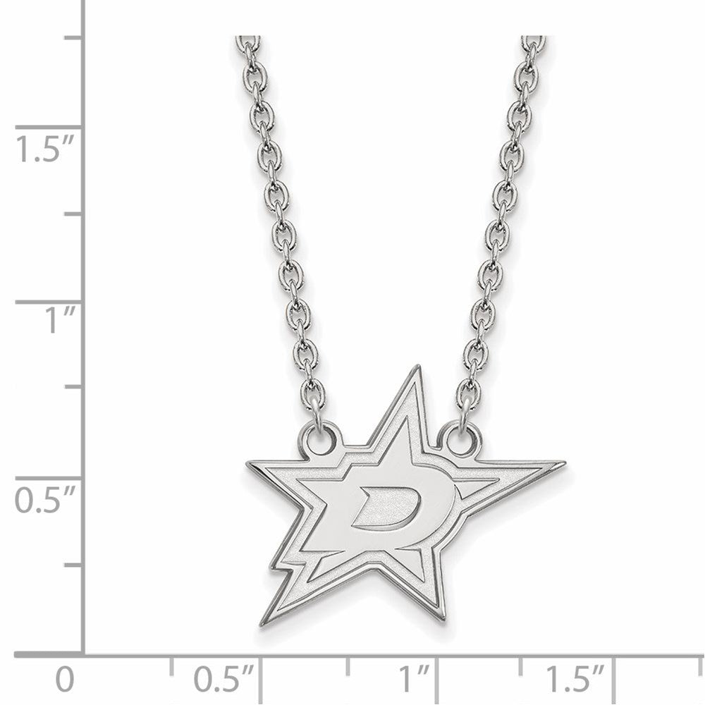 Alternate view of the 10k White Gold NHL Dallas Stars Large Necklace, 18 Inch by The Black Bow Jewelry Co.
