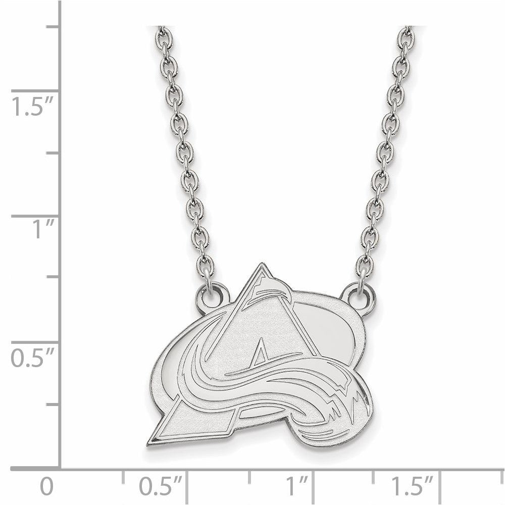 Alternate view of the 10k White Gold NHL Colorado Avalanche Large Necklace, 18 Inch by The Black Bow Jewelry Co.