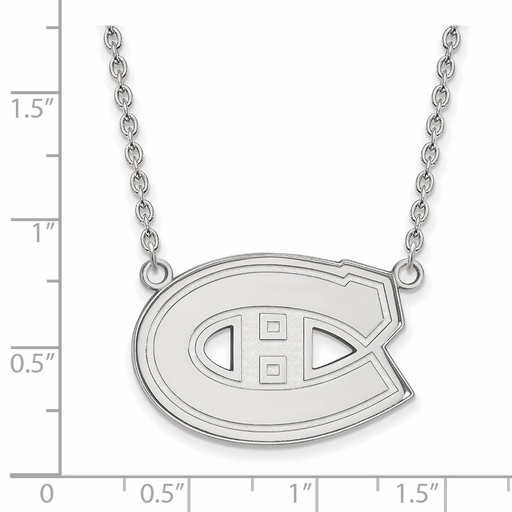 Alternate view of the 10k White Gold NHL Montreal Canadiens Large Necklace, 18 Inch by The Black Bow Jewelry Co.