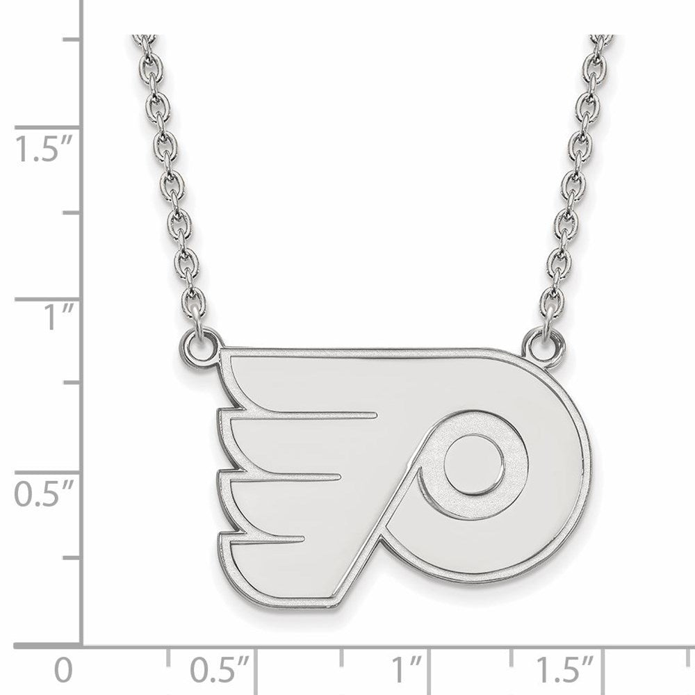 Alternate view of the 10k White Gold NHL Philadelphia Flyers Large Necklace, 18 Inch by The Black Bow Jewelry Co.