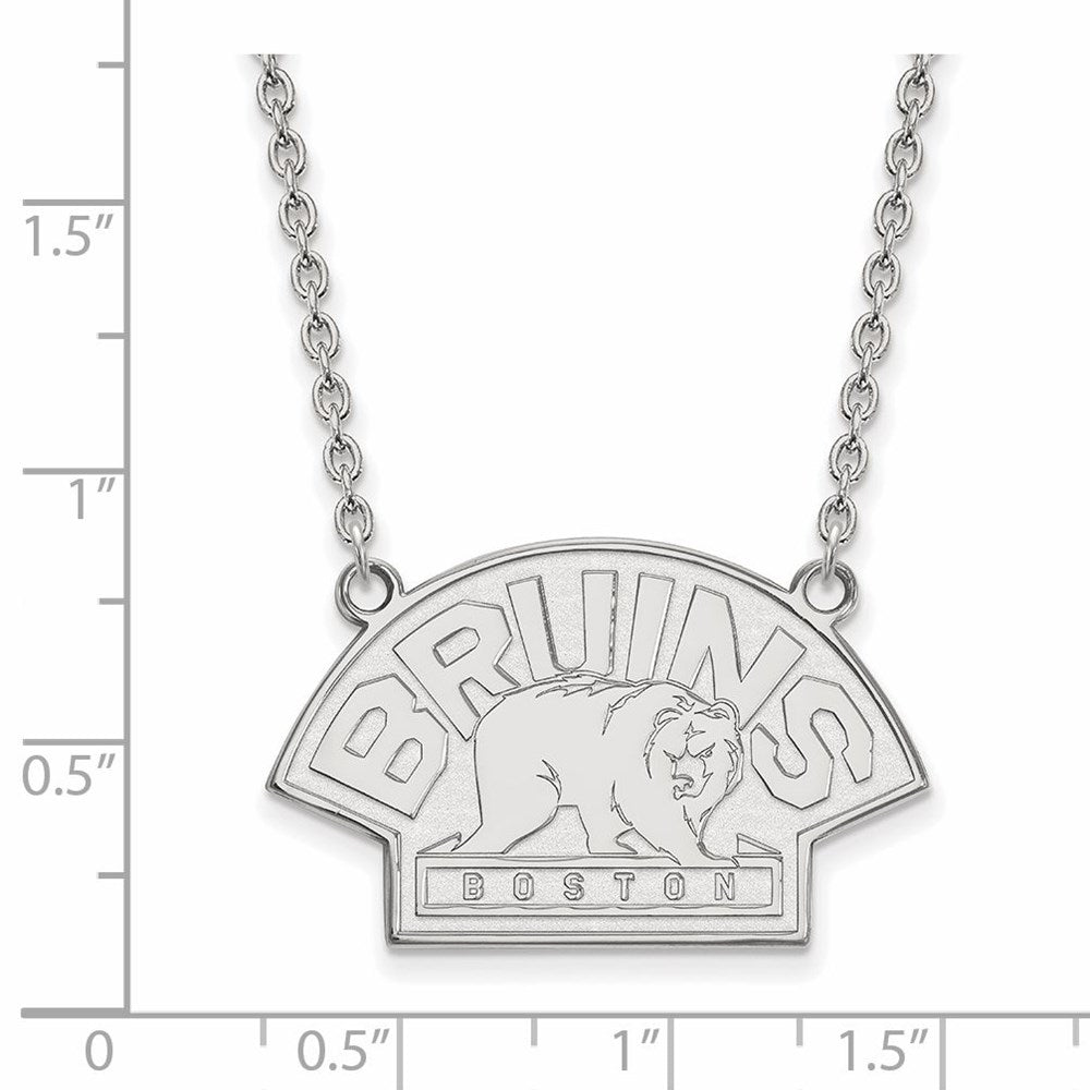 Alternate view of the 10k White Gold NHL Boston Bruins LG Necklace, 18 Inch by The Black Bow Jewelry Co.