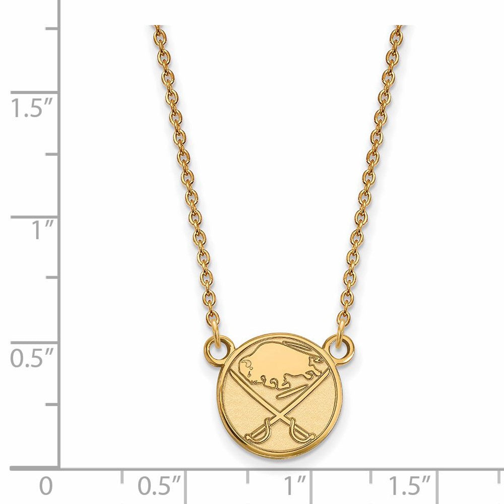 Alternate view of the 10k Yellow Gold NHL Buffalo Sabres Small Necklace, 18 Inch by The Black Bow Jewelry Co.