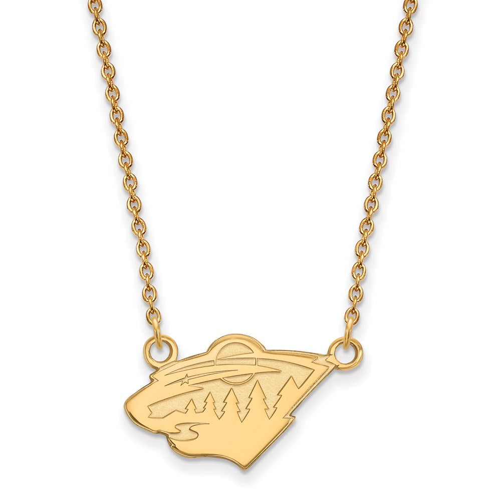 10k Yellow Gold NHL Minnesota Wild Small Necklace, 18 Inch, Item N22373 by The Black Bow Jewelry Co.