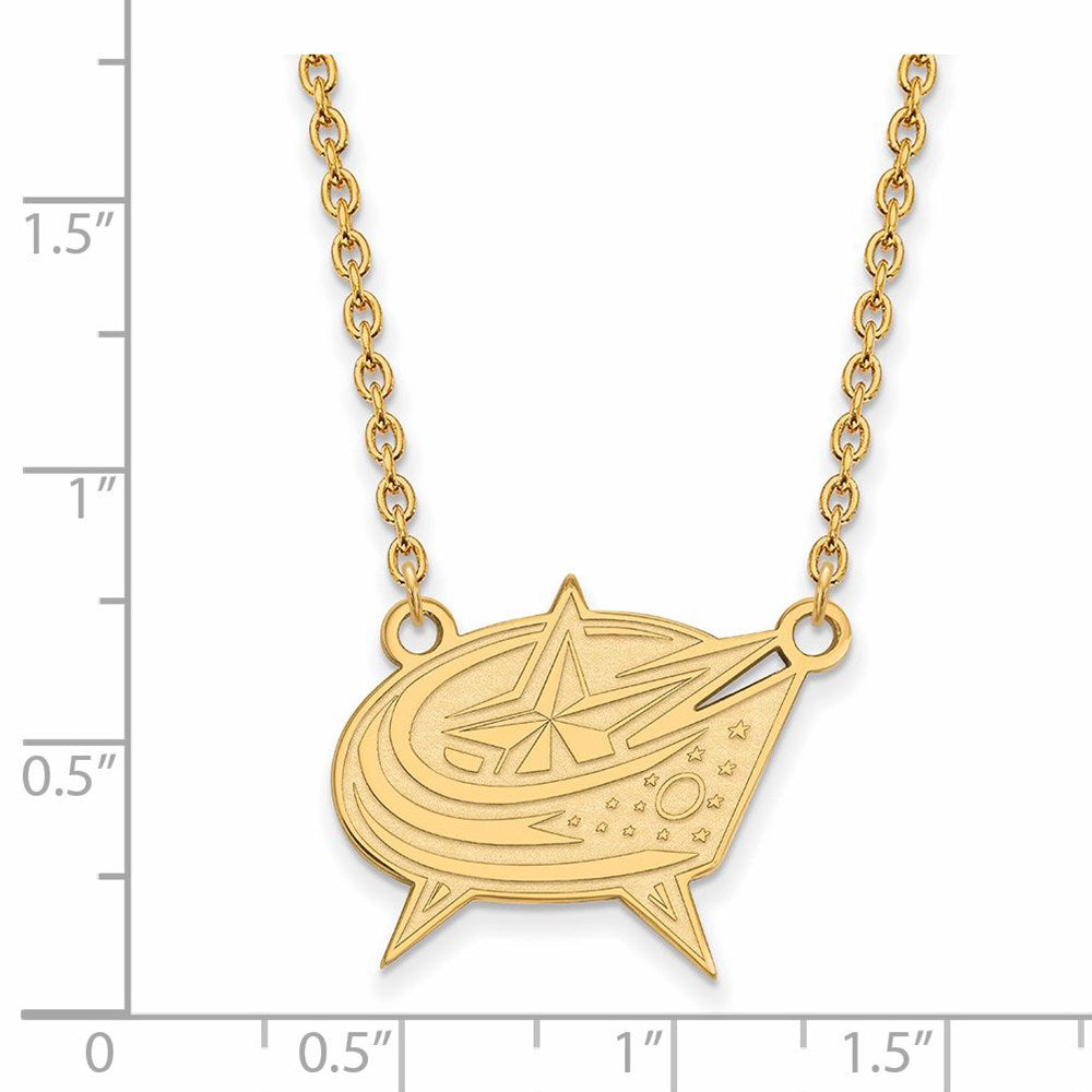 Alternate view of the 10k Yellow Gold NHL Columbus Blue Jackets Large Necklace, 18 Inch by The Black Bow Jewelry Co.