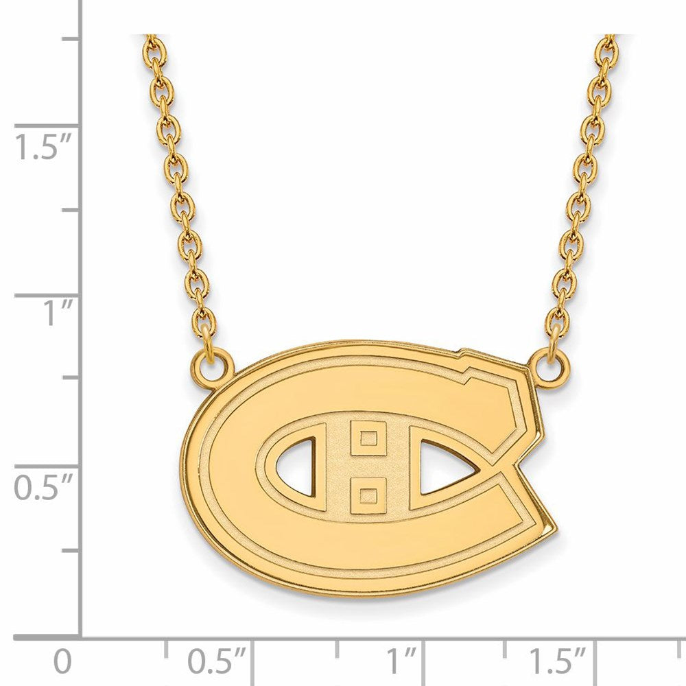 Alternate view of the 10k Yellow Gold NHL Montreal Canadiens Large Necklace, 18 Inch by The Black Bow Jewelry Co.