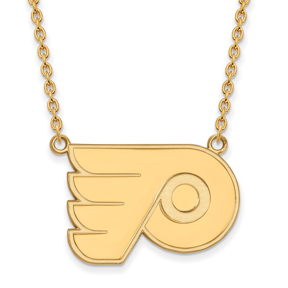 10k Yellow Gold NHL Philadelphia Flyers Large Necklace, 18 Inch, Item N22395 by The Black Bow Jewelry Co.