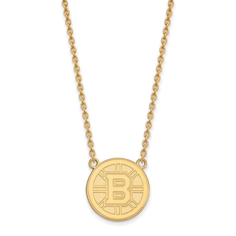 10k Yellow Gold NHL Boston Bruins Large Necklace, 18 Inch, Item N22402 by The Black Bow Jewelry Co.