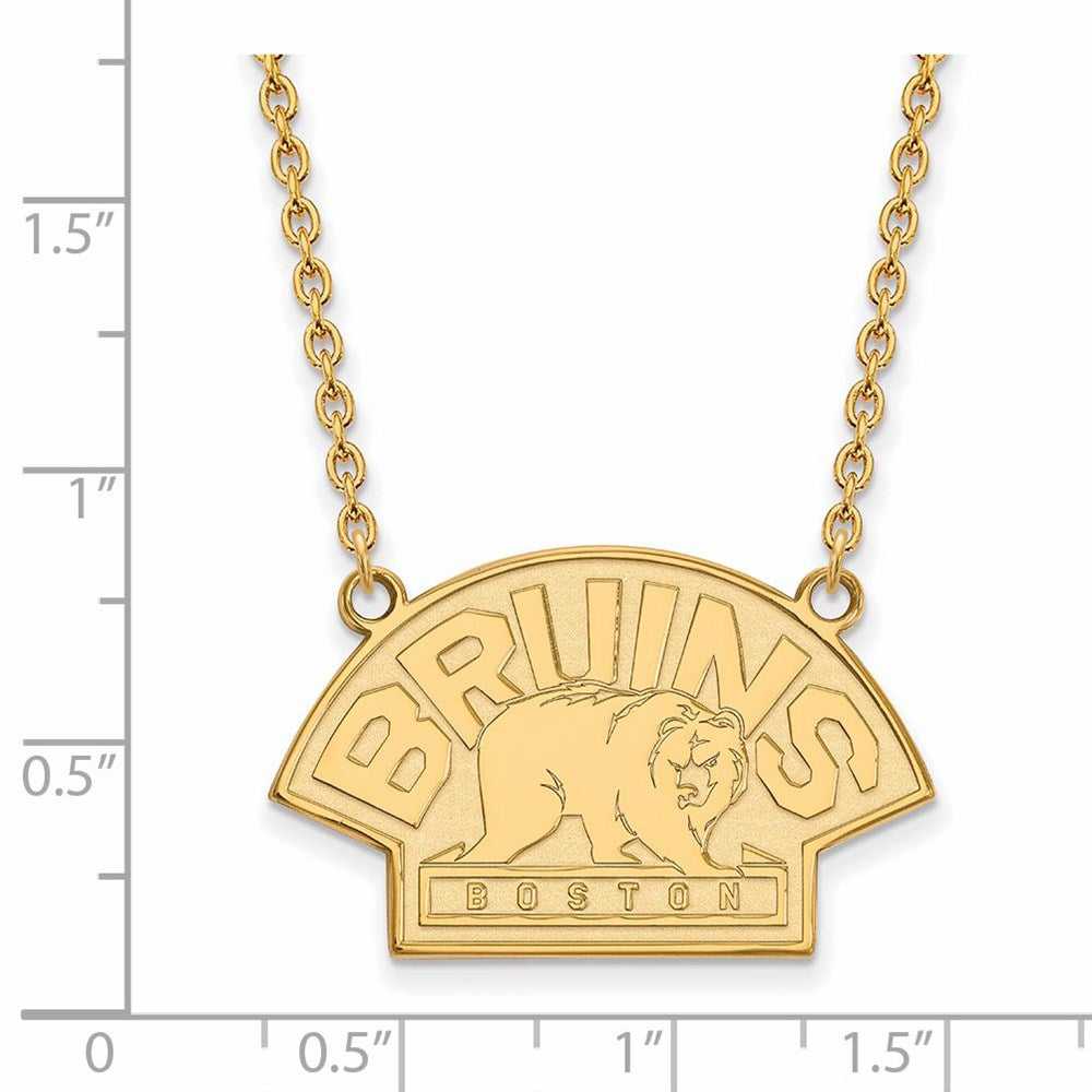 Alternate view of the 10k Yellow Gold NHL Boston Bruins LG Necklace, 18 Inch by The Black Bow Jewelry Co.